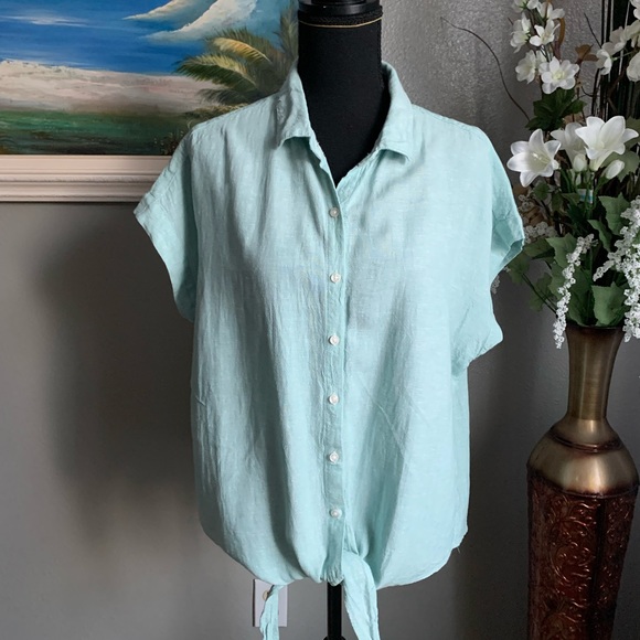 Weatherproof Vintage Women’s Light Blue Button Down Blouse Size Medium - Picture 11 of 16